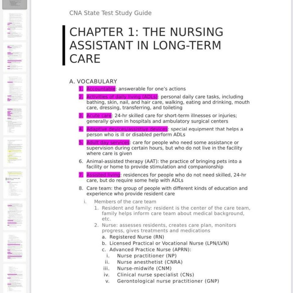 CNA State Test Study Guide - Picture 4 of 5
